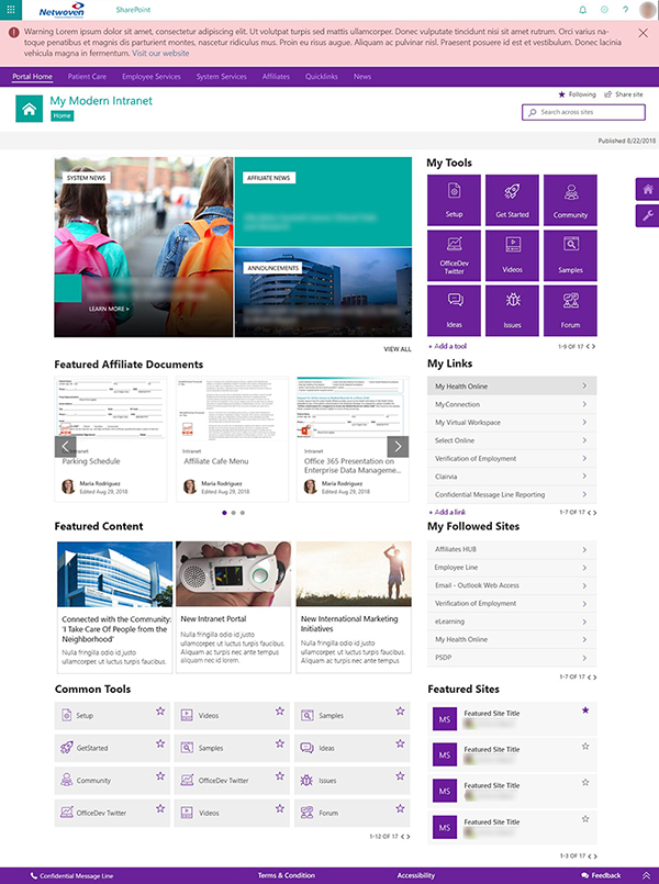 SharePoint Intranet Examples available out of the box