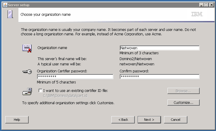 Installing and configuring the Lotus Domino Server