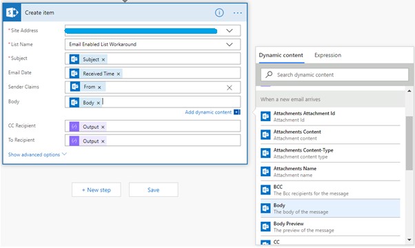 How to recreate SharePoint On-Premise Email Enabled List in SharePoint Online with Microsoft Flow