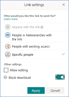 Inside the “Sharing Links” when Sharing a Document in SharePoint Online or OneDrive