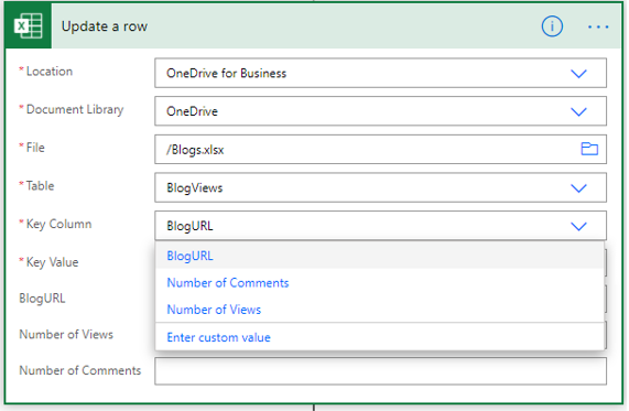 Power Automate to List and Update Online Excel Table Rows