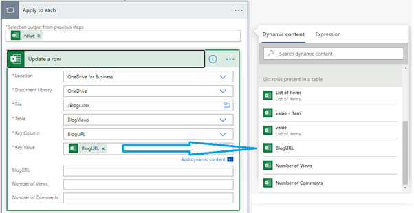 Power Automate to List and Update Online Excel Table Rows