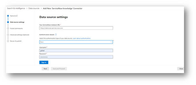 Data source settings