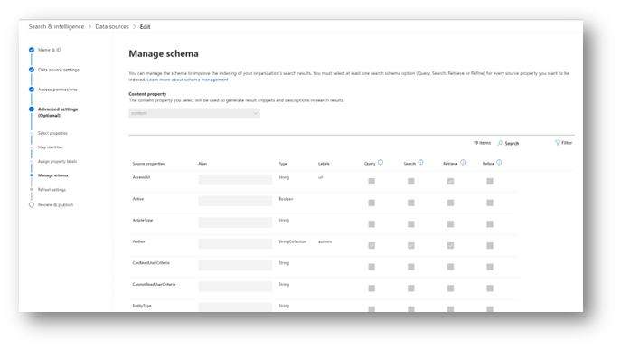 Manage schema