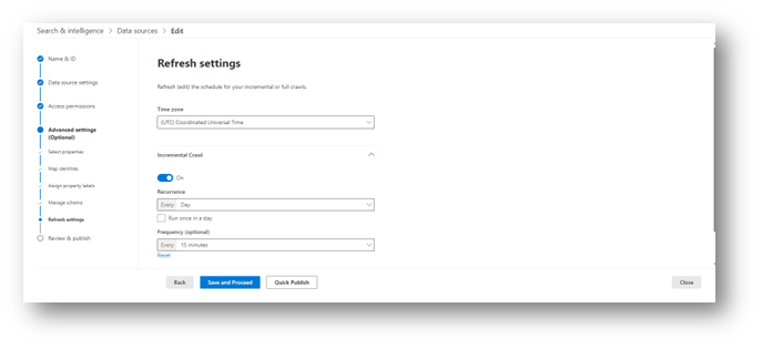 data source refresh settings