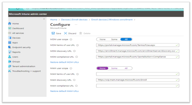 MDM user scope configure